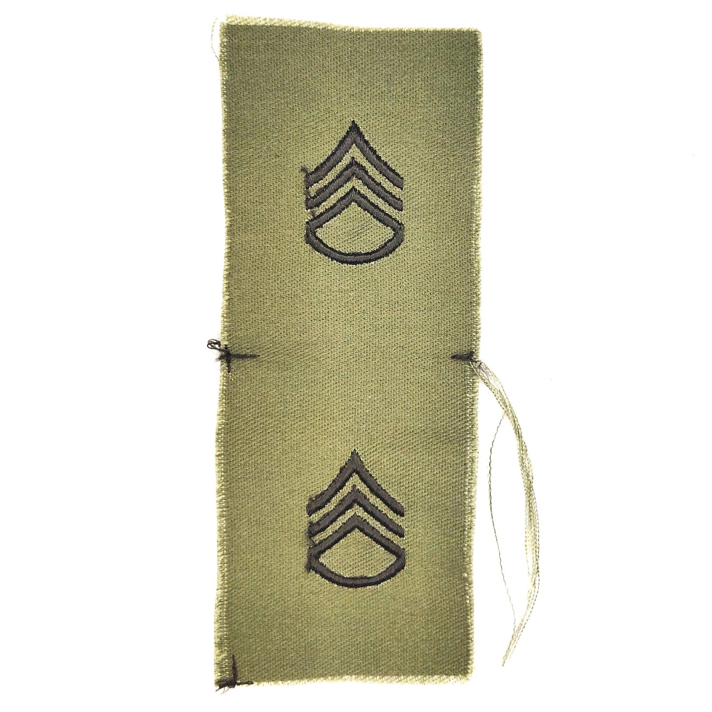Vintage US Army SSG E‑6 Rank Patch Pair Subdued ODG 5‑1/2" × 2" BDU Sew‑On