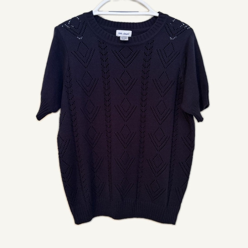 Vicki Wayne L 3PC Navy Openwork Sweater & Lori by AM Casuals 16 Pants Set