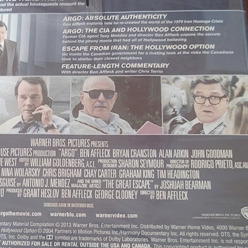 Argo Blu-ray + DVD Thriller Drama Movie Ben Affleck Bryan Cranston Alan Arkin