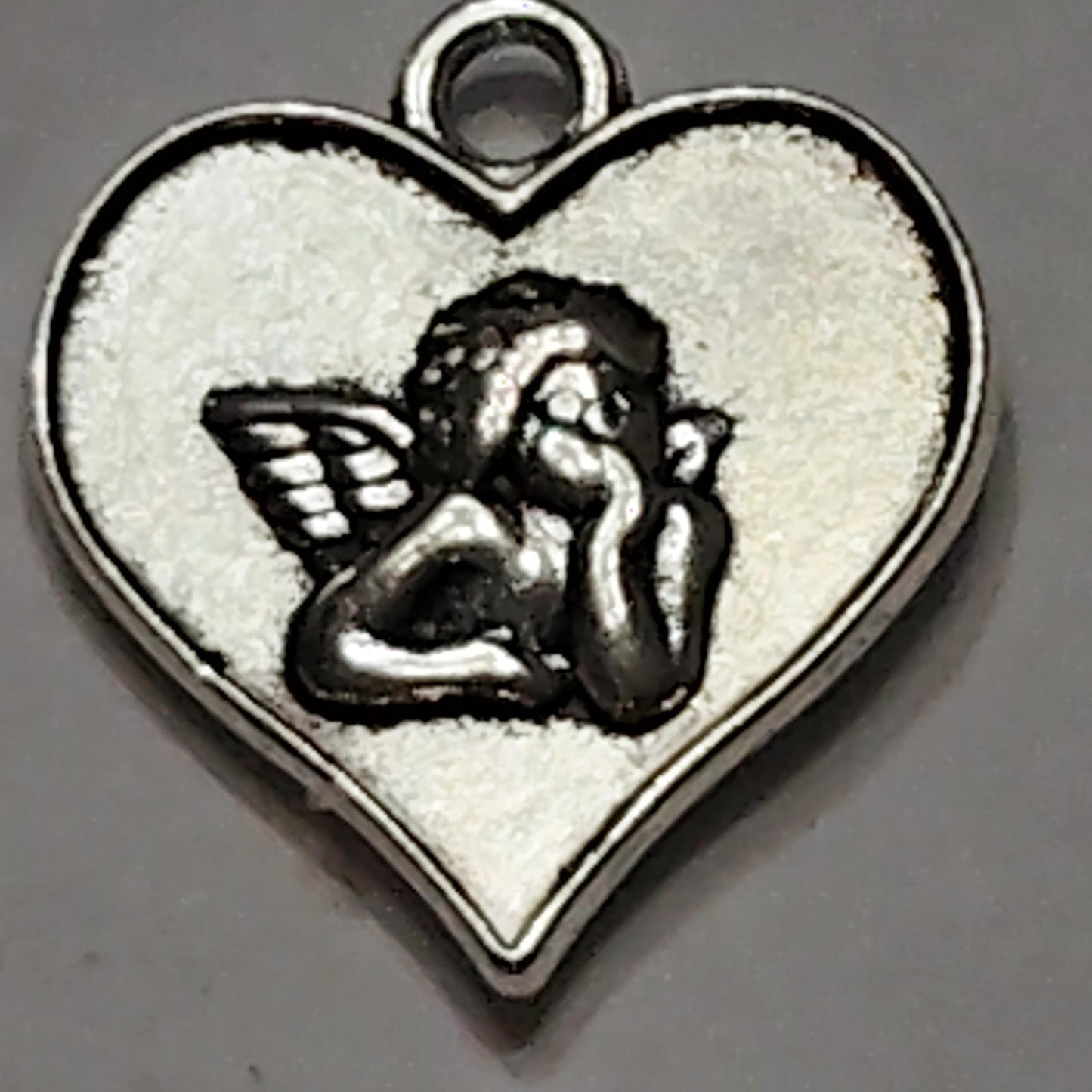 Heart‑Shaped Cherub Angel Pendant Silver‑Tone 5/8" Double‑Sided Charm Jewelry