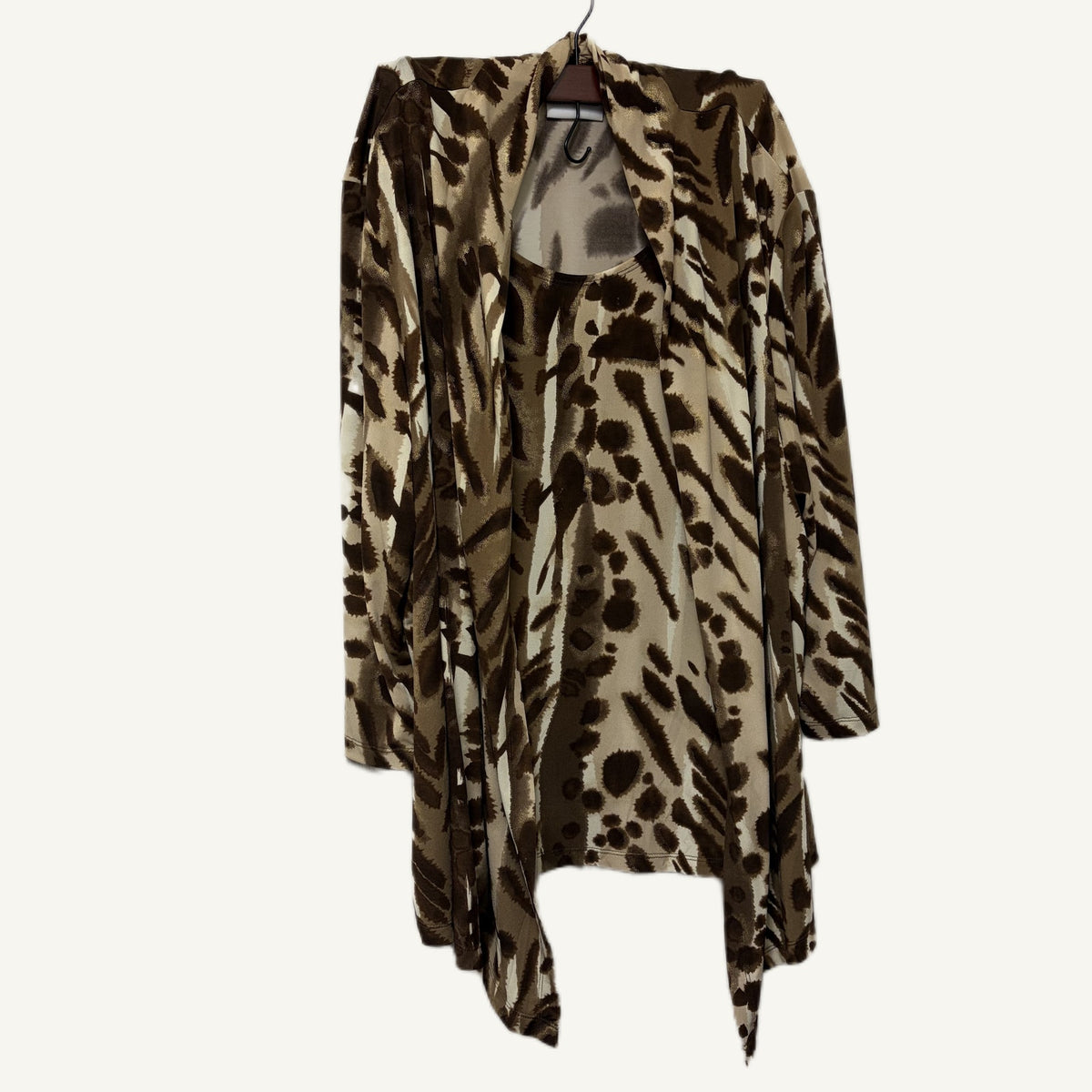 Alfred Dunner Animal Print Open Face 2-in-1 w/ Sewn-In Shirt & Brown Pants Set