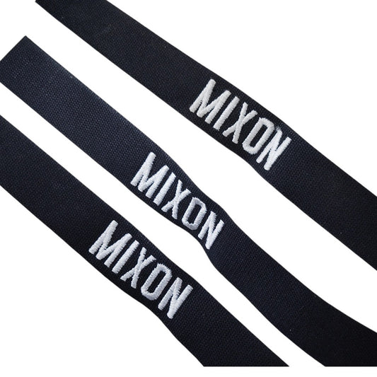 3x Custom Name Tape "MIXON" Black Twill w/ Silver Thread 9"x1"