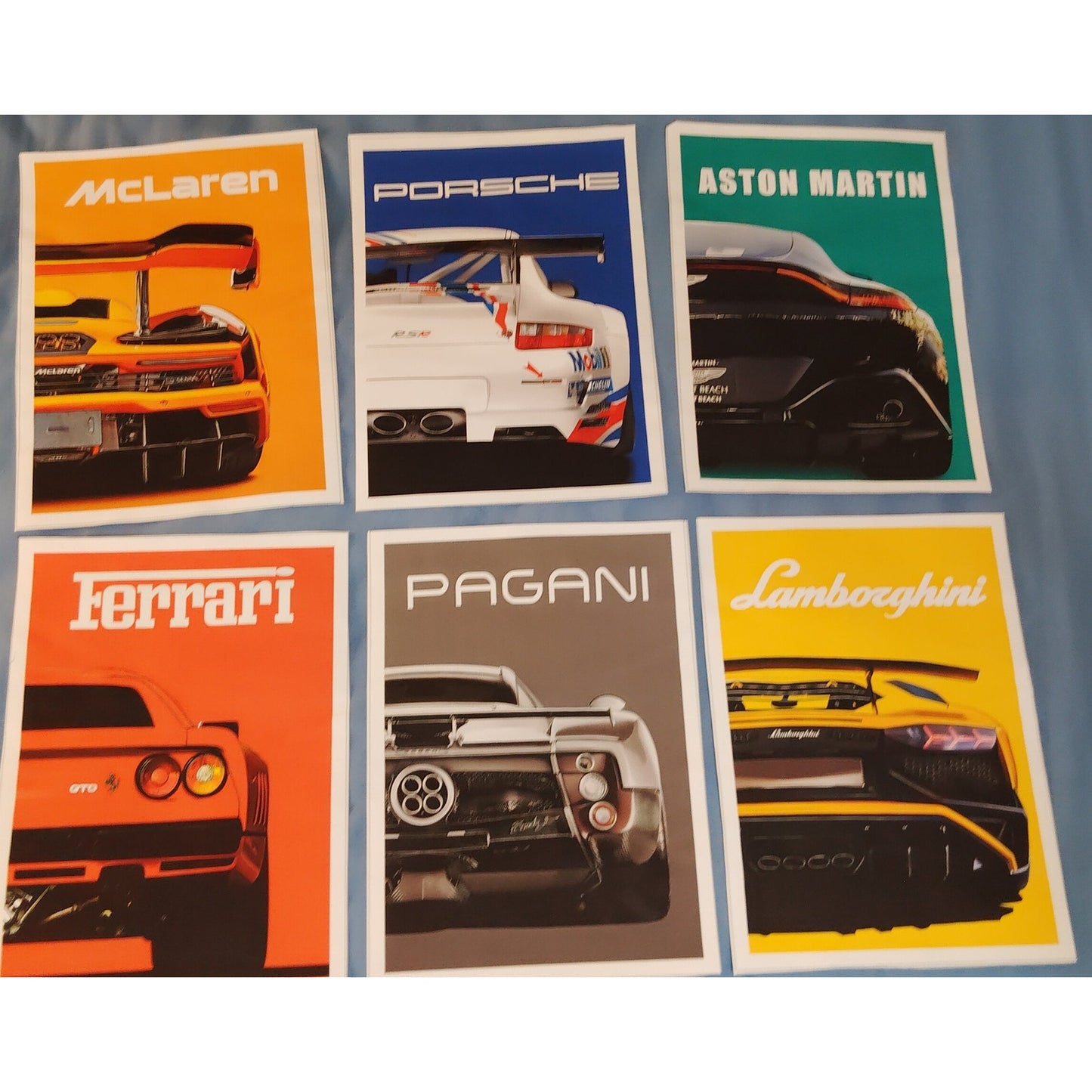 Supercar Canvas Poster Set 6‑Piece Racing Wall Art Prints 8x12 in Unframed