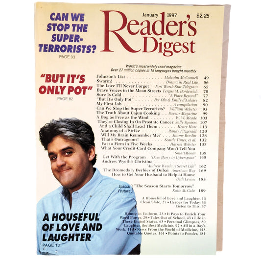 Reader's Digest January 1997 Vintage Magazine Jay Leno, Dubai, Pot, Back Issue