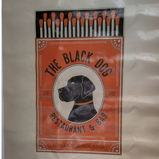 The Black Dog Restaurant & Pub Canvas Print  London England, Vintage Matchbox Design 12x16" Unframed