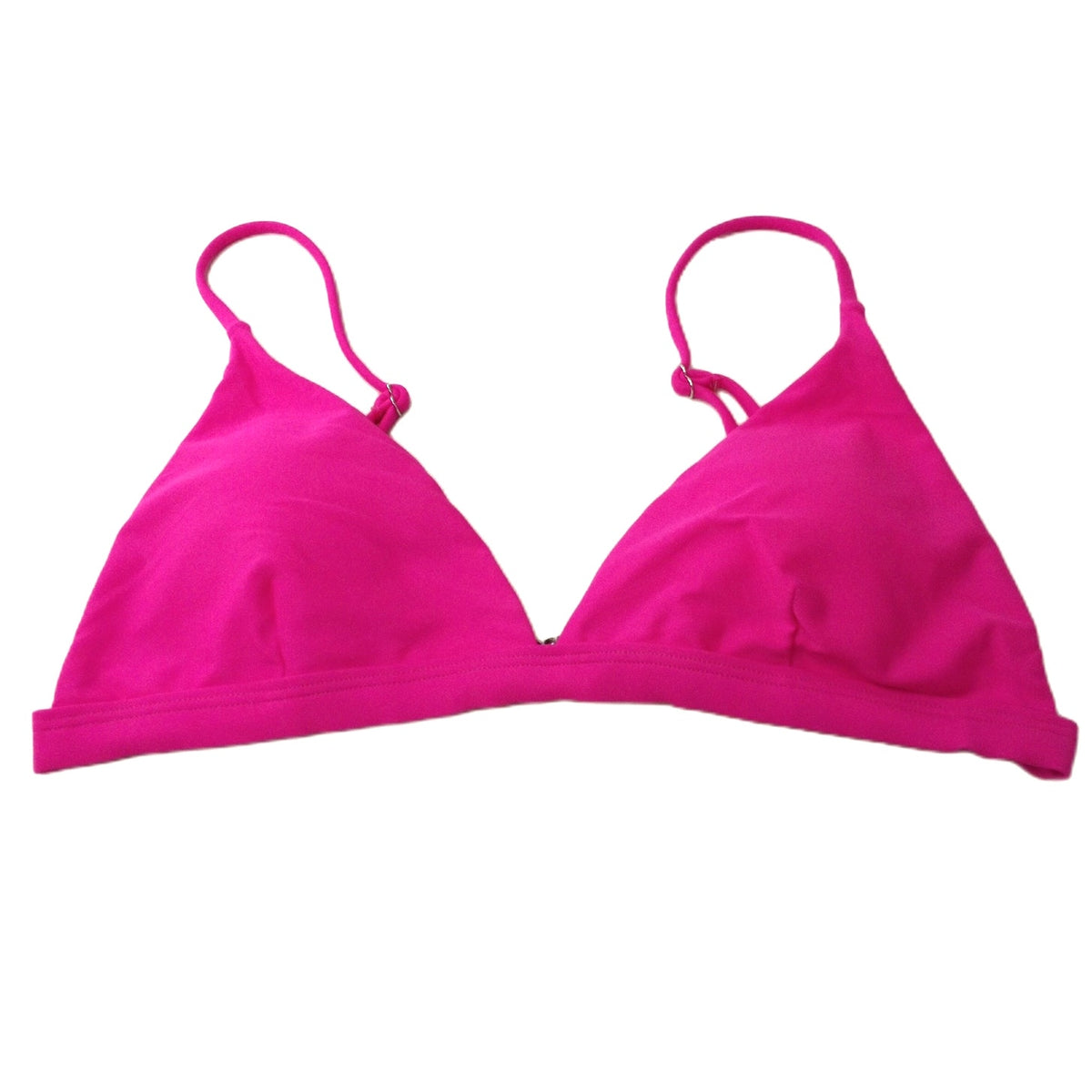 Hot Pink Triangle Bikini Top Size L Adjustable Straps Hook & Eye Swimwear