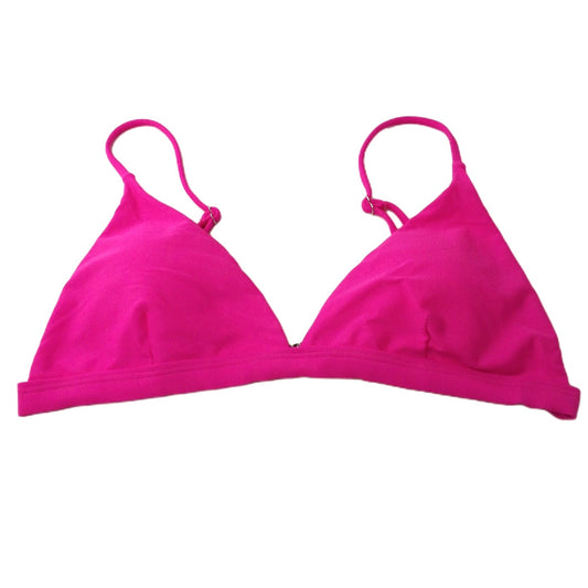 Hot Pink Triangle Bikini Top Size L Adjustable Straps Hook & Eye Swimwear