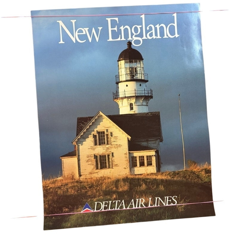 Original 1970's Delta Air Lines New England Lighthouse Travel Poster 28" x 22"