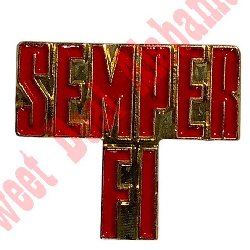 U.S. Marine Corps Block Lettering "Semper Fi" Hat, Lapel Pin 7/8"H x 1"W