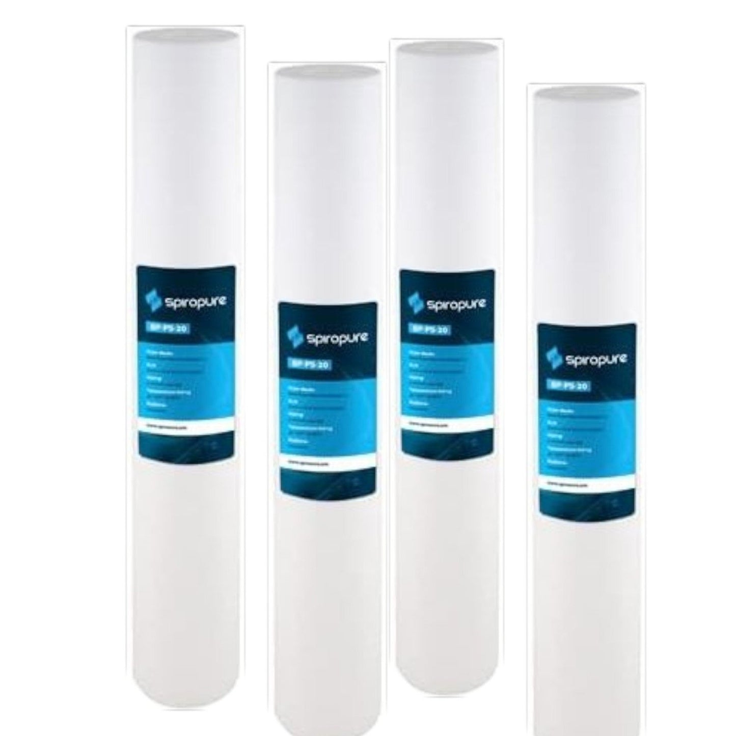 4-Pack SpiroPure SP-P5-20 Sediment Water Filter Cartridge 20"x2.5" 5 Micron Polypropylene