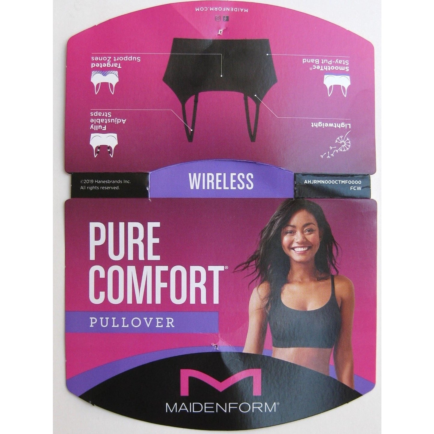 Maidenform DM7676 Modern Comfort SmoothTec Wireless Pullover Bra – Fuchsia – L
