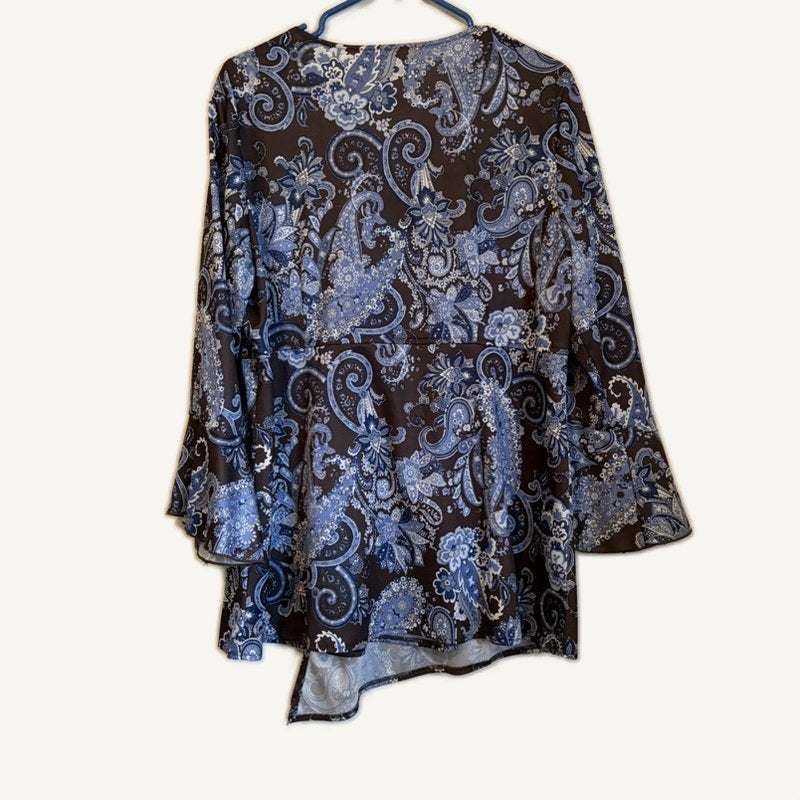 Vintage Blair Appleseed's 2-Piece Paisley Top & Pants Set Blue Brown L