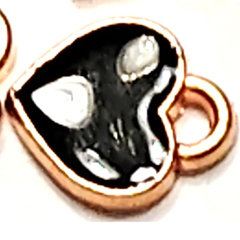 Heart Charms 4‑Pack Gold‑Tone Enamel Red White Pink Black 1/4" Jewelry Making