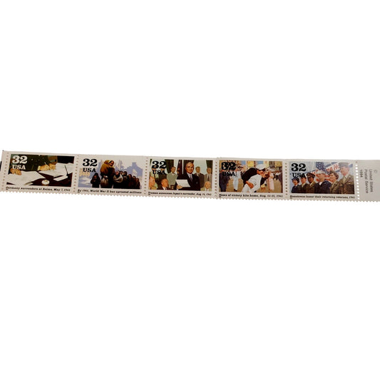 Strip of 5 – 1995 USA 32¢ WWII 50th Anniversary MNH