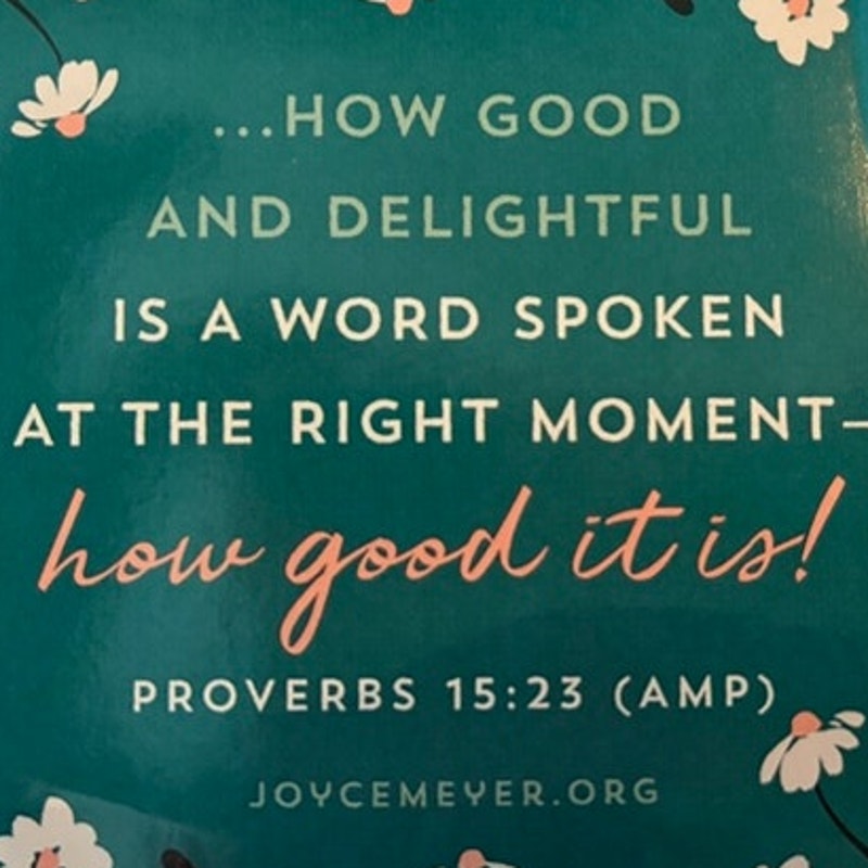 Christian Scripture Fridge Magnet Proverbs 15:23 Floral Teal JM Design 3.5x3.5