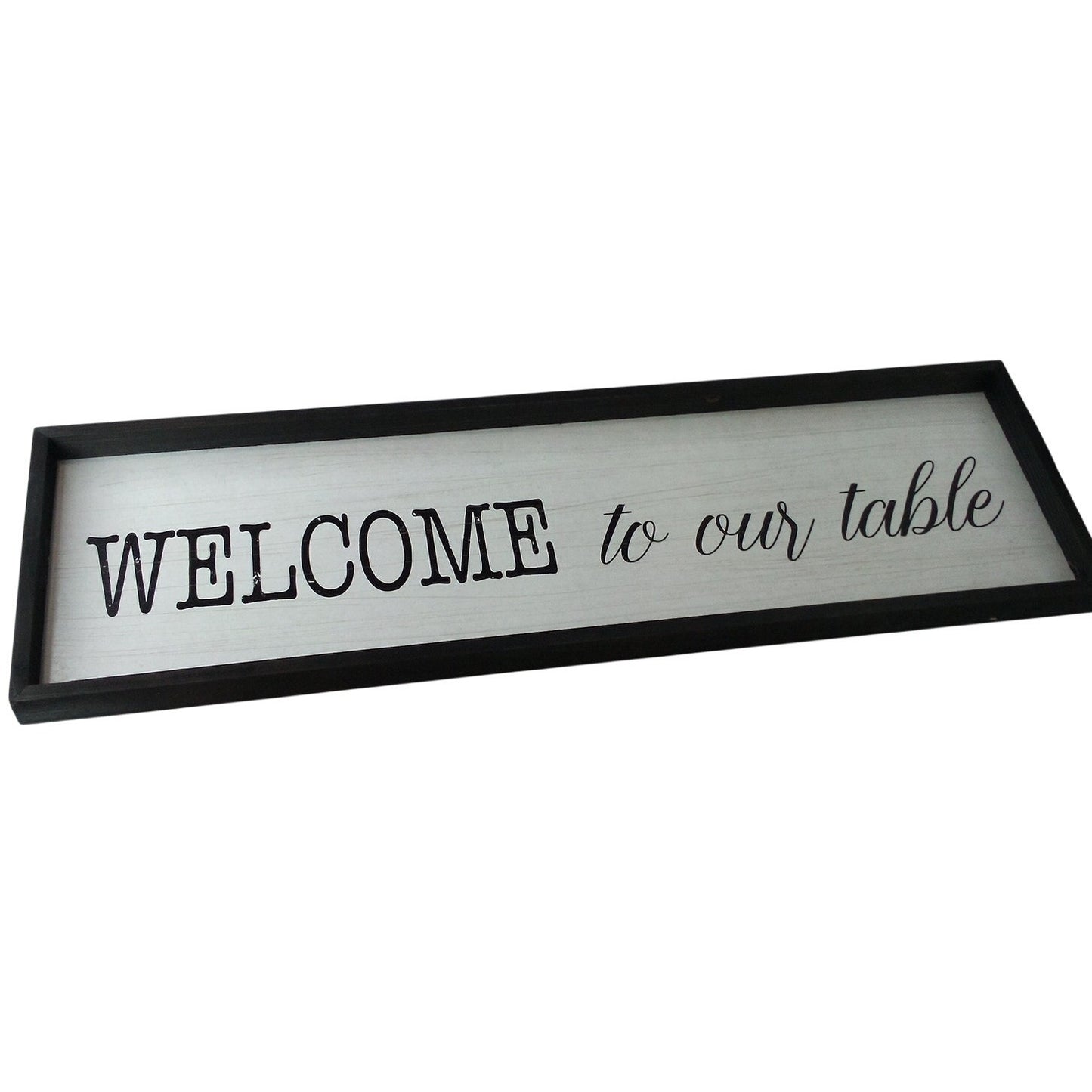 Welcome to Our Table Wall Plaque Sign – Wooden Framed Home Décor Aprx. 32" x 10"