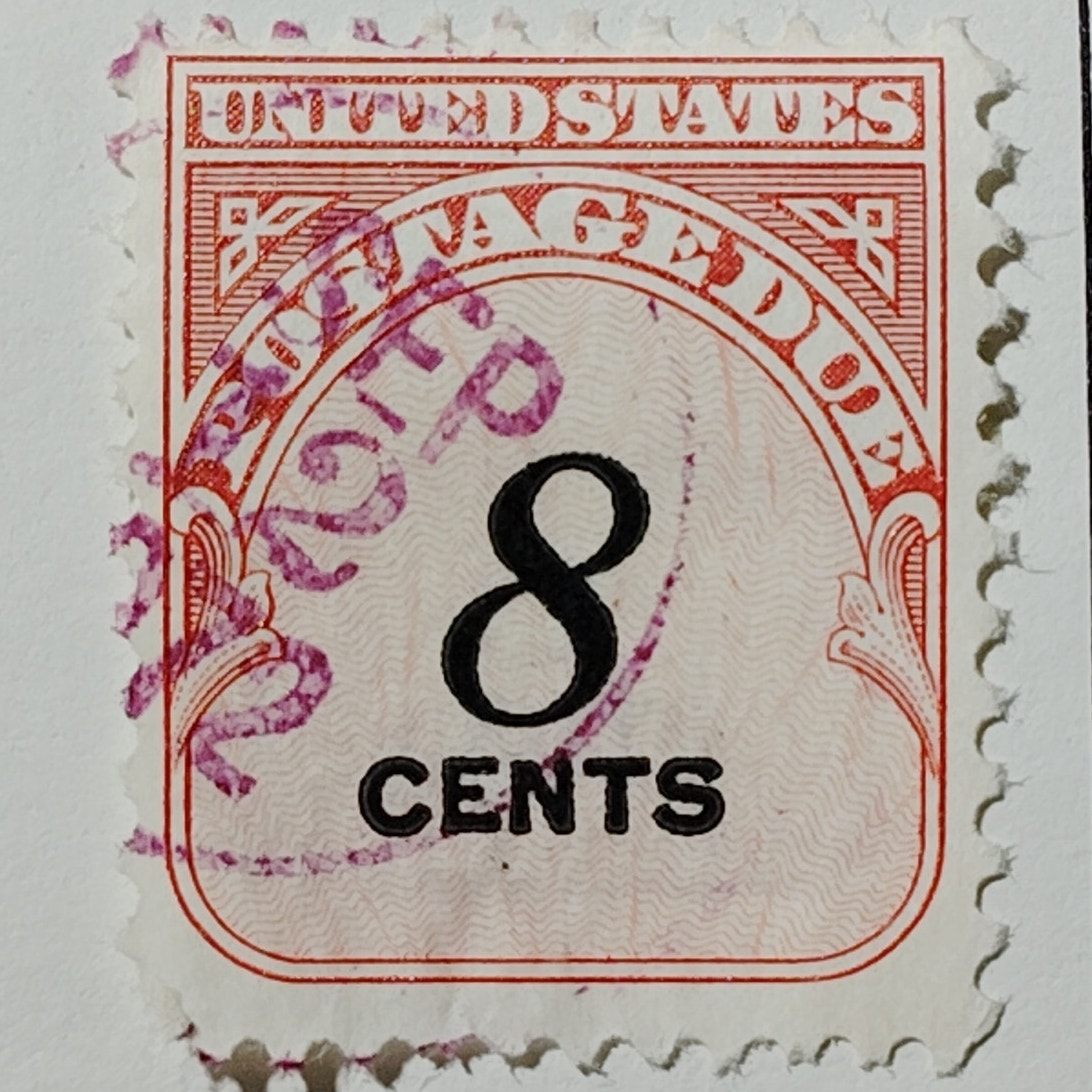 1959 U.S. Postage Due 8‑Cent Stamp, Scott J96, Carmine Rose, Used 9/12/72 Cancel