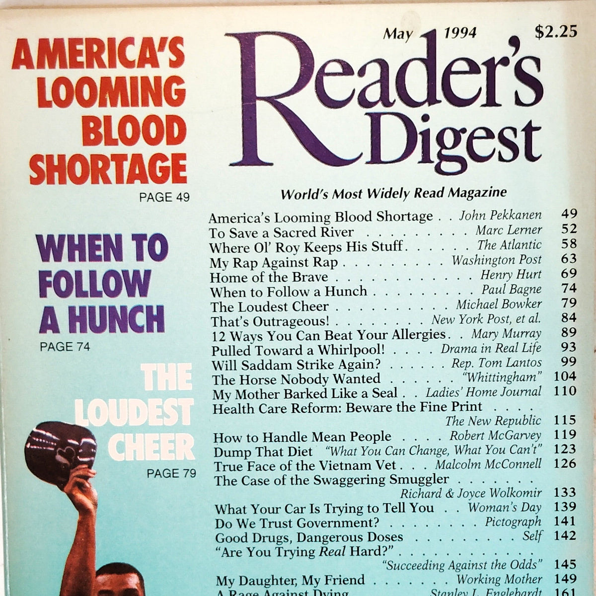 Reader's Digest May 1994 Vintage Magazine - San Diego Padres Baseball Cover
