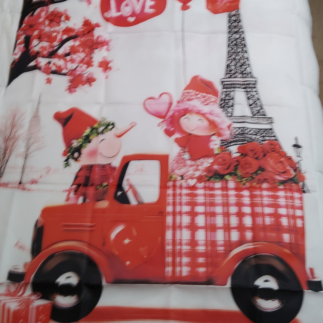 Happy Valentines Day Banner 35x72 Parisian Floral Heart Design w/ Grommets, Tape