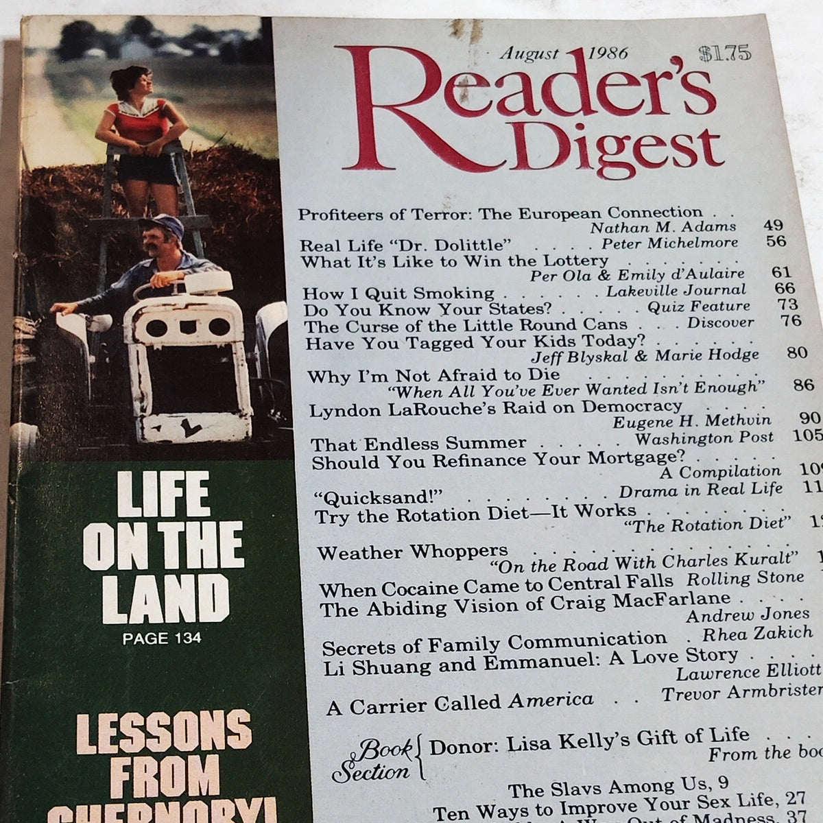 Reader's Digest August 1986 Chernobyl Life on the Land Vintage Magazine