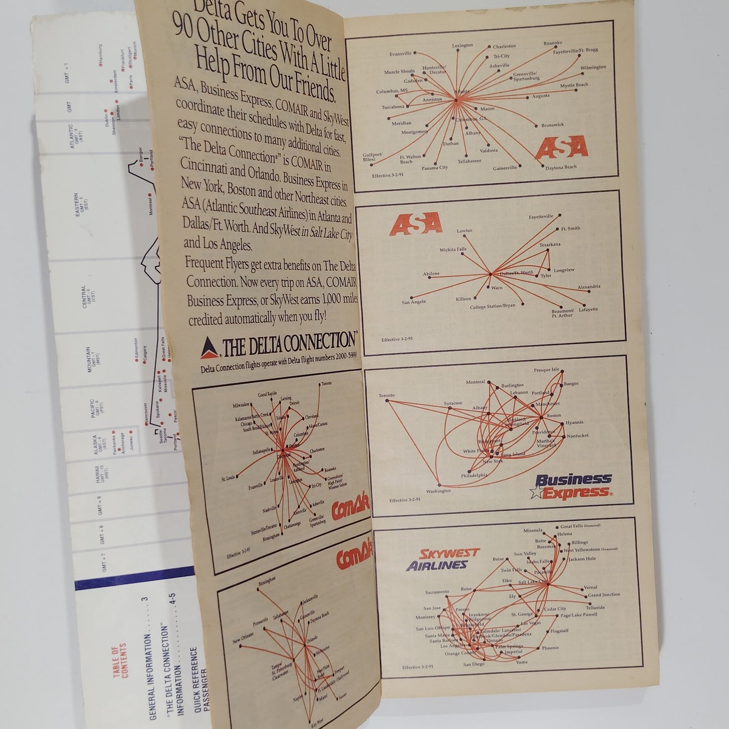 Delta Air Lines Timetable – Mar 2, 1991 – Japan Service Launch Cover – 448 Pages