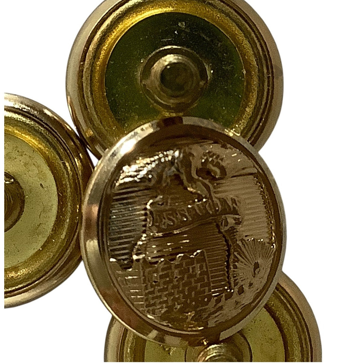 4-PK Waterbury  Brass WWII Era Essayons Corps Screw-On Buttons, 5/8"
