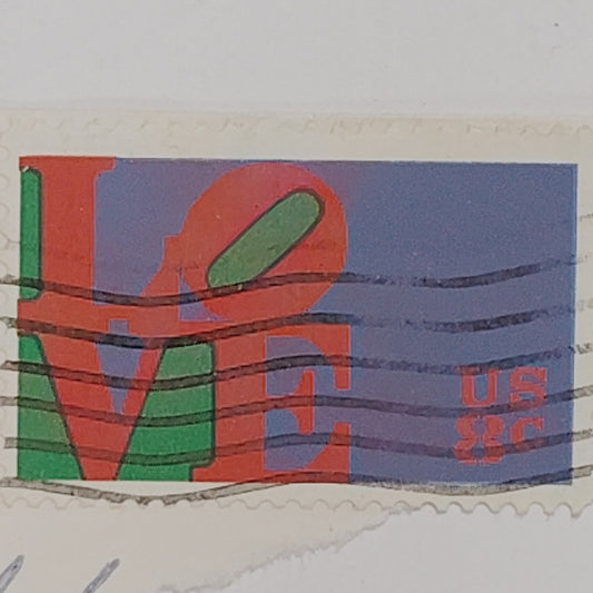 1973 8¢ LOVE Stamp, Robert Indiana Design, Used, Tilted ‘O’ – Scott #1475
