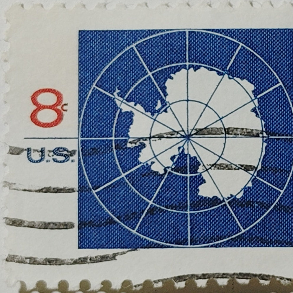 1971 US Postage Stamp Scott #1431 8c Antarctic Treaty Map Anniversary Used