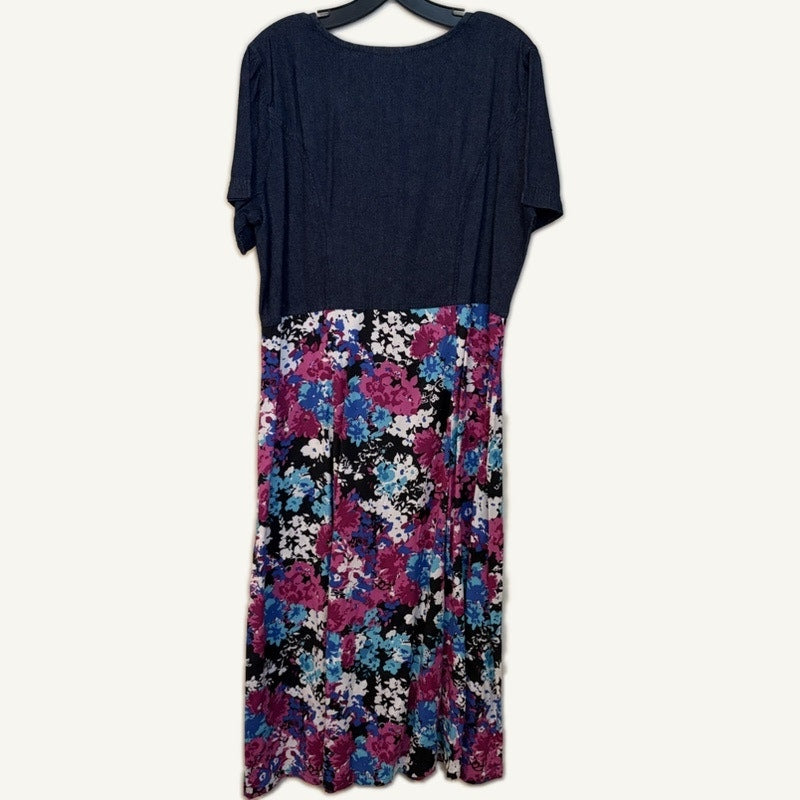 American Sweetheart Blair Floral Dress & Open-Knit Cardigan Set L Blue