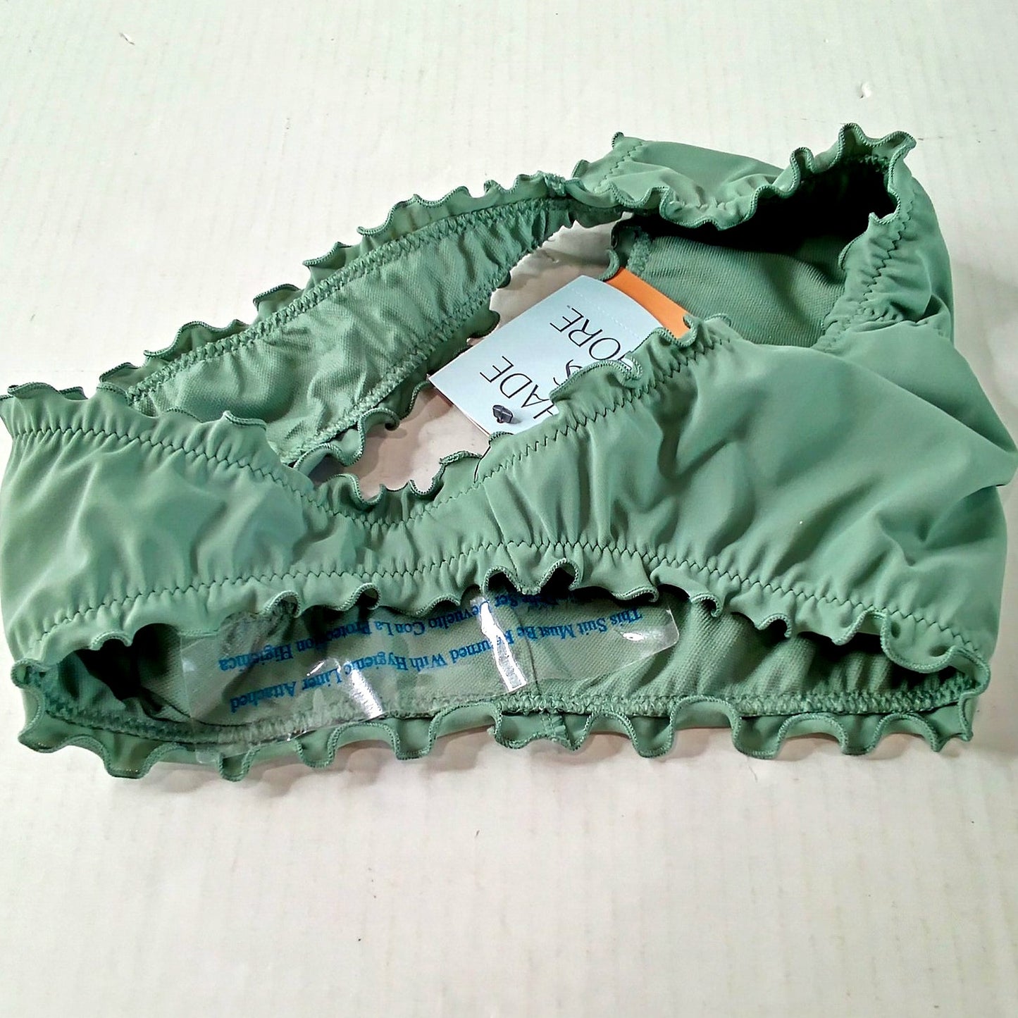 Shade & Shore Ruffle Cheeky Bikini Bottom Green XS (0-2), Low Rise Pull‑On