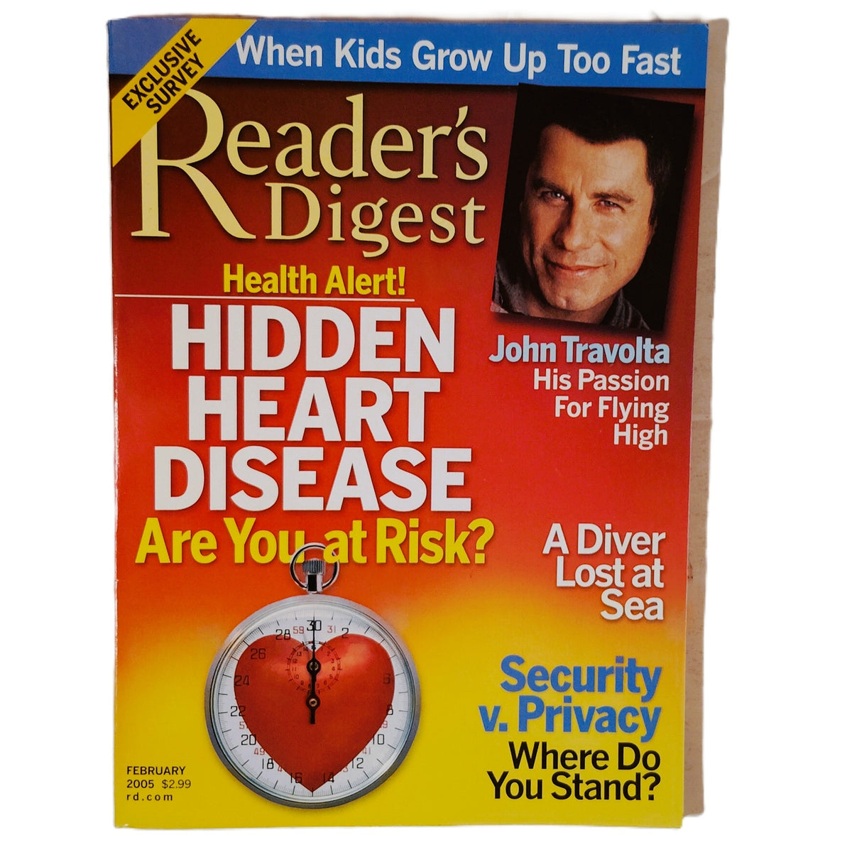 Reader's Digest February 2005 John Travolta Flying High Back Issue Magazine