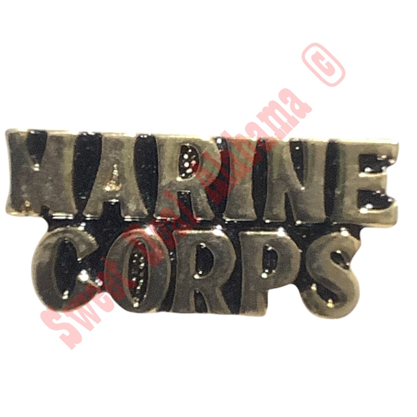 U.S. Marine Corps Block Lettering "Marine Corps" Hat, Lapel Pin 1/2"H x 1-1/8"W