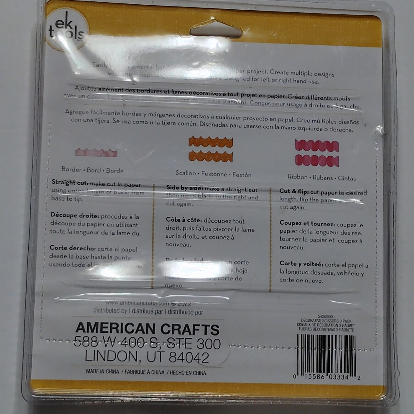 EK Tools Craft Scissors Set Border Scallop Ribbon Craft Scrapbook L/R Hand