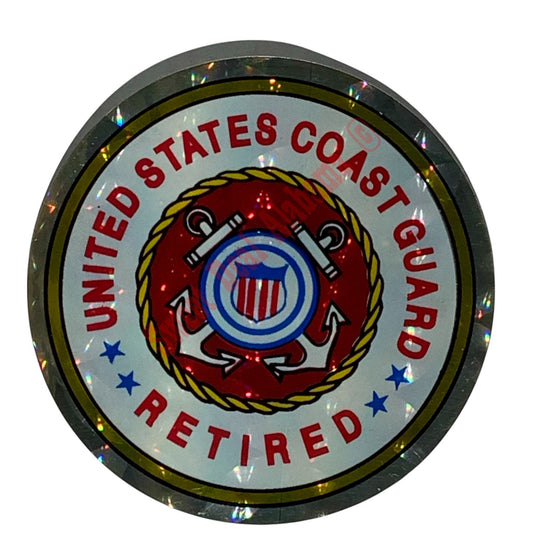 3"D Sticker, Reflective- United States Coast Guard - Retired - 3" Diameter