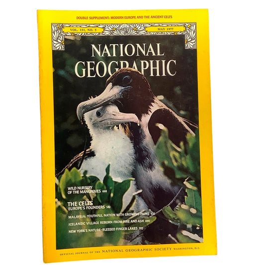 National Geographic May 1977 -The Celts, Malaysia, Florida Mangroves, Vestmannaeyjar Rises from the Ashes, New York's Dreamers and Doers...