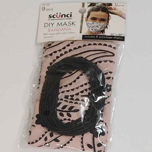 Scunci DIY Bandana Kit with Extra Large Elastics – Paisley – Pink/Black