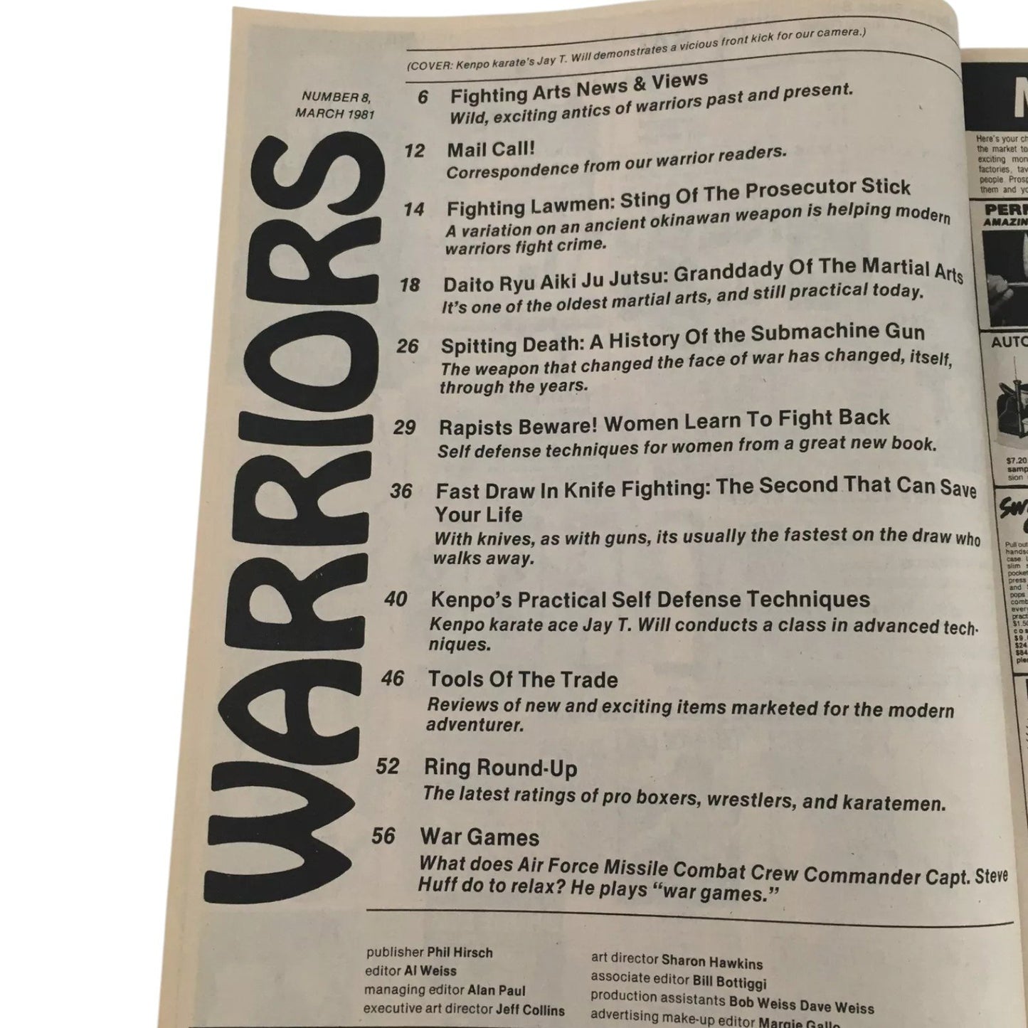 Warriors Magazine MAR 1981 No. 18 w/  Jay Will Feature & Daito Ryu Aiki Ju Jutsu
