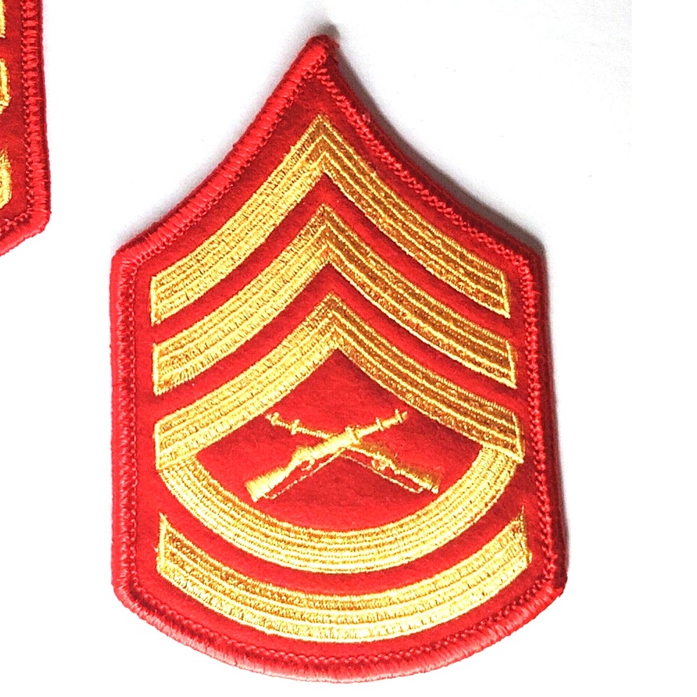 USMC Female Gunnery Sergeant GySgt E-7 Dress Blue Novelty Patch Pair 4" x 2.75"