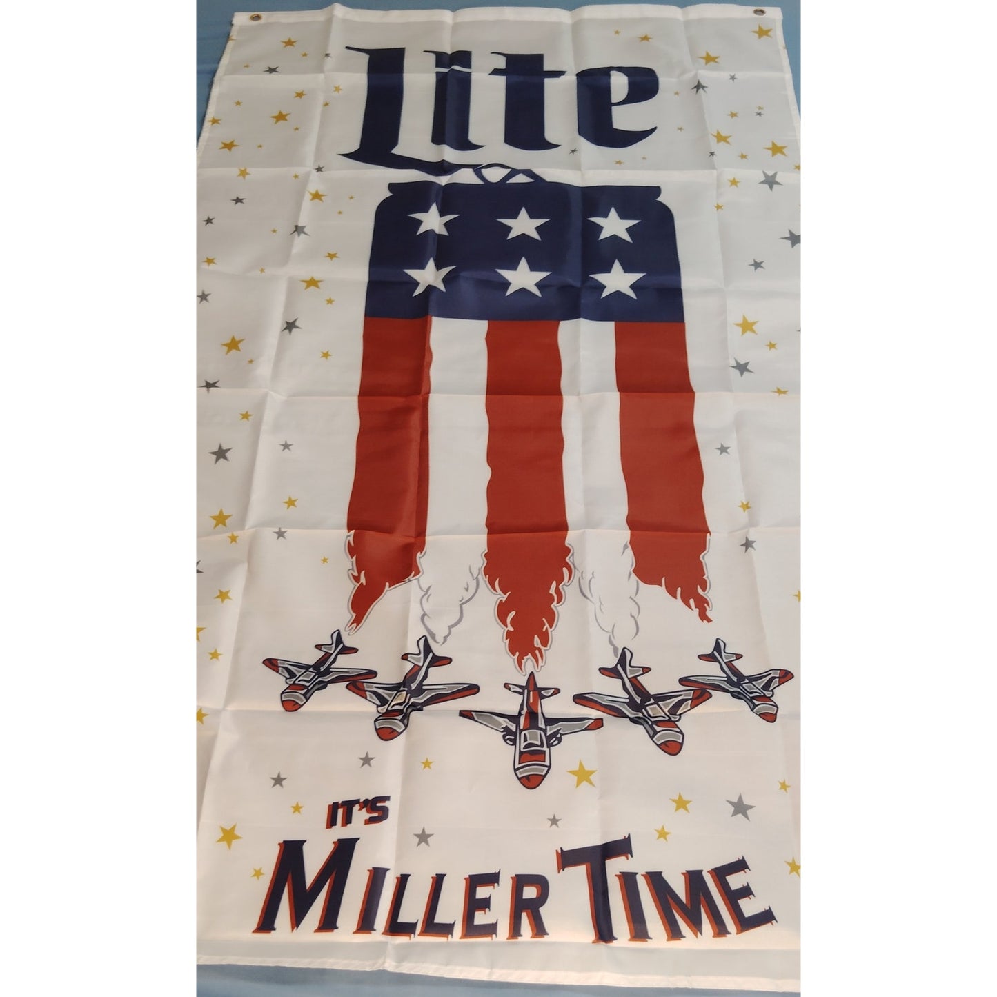 Miller Lite Patriotic Flag Tapestry, It’s Time Design 3x5 ft Beer Banner Polyester