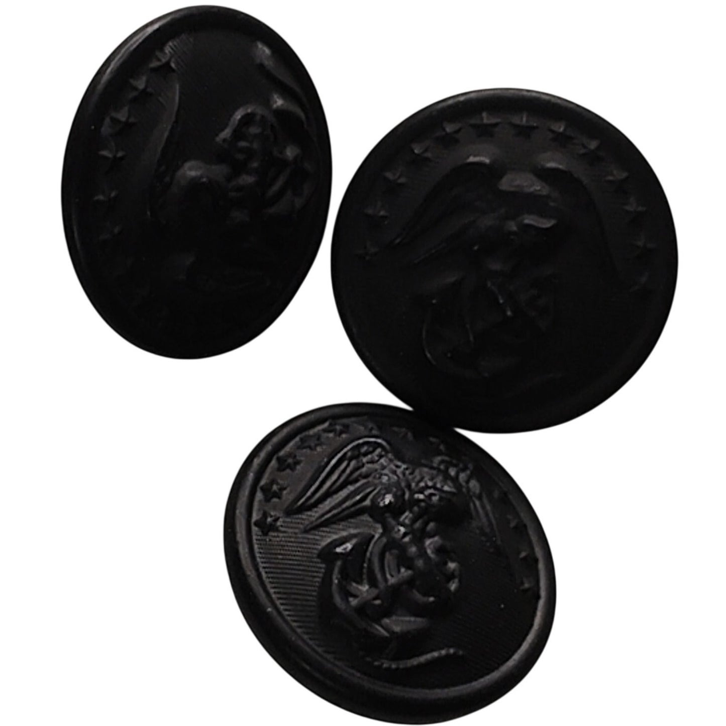 3-PK USMC EGA Black Novelty Coat Button Screw Back 27 Ligne 5/8" 3‑PK