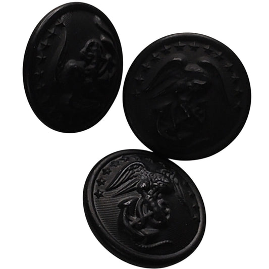 3-PK USMC EGA Black Novelty Coat Button Screw Back 27 Ligne 5/8" 3‑PK