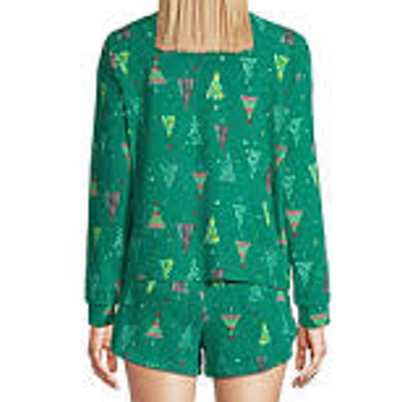 Sleep Chic Womens Long Sleeve Round Neck 2-pc. Shorts Pajama Set, Large (12-14)