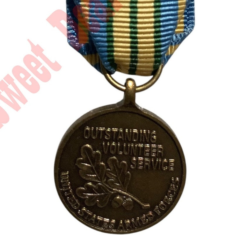 Outstanding Volunteer Service Award Ribbon Medal, Hat/Lapel Pin 2-7/8"H x 3/4"W