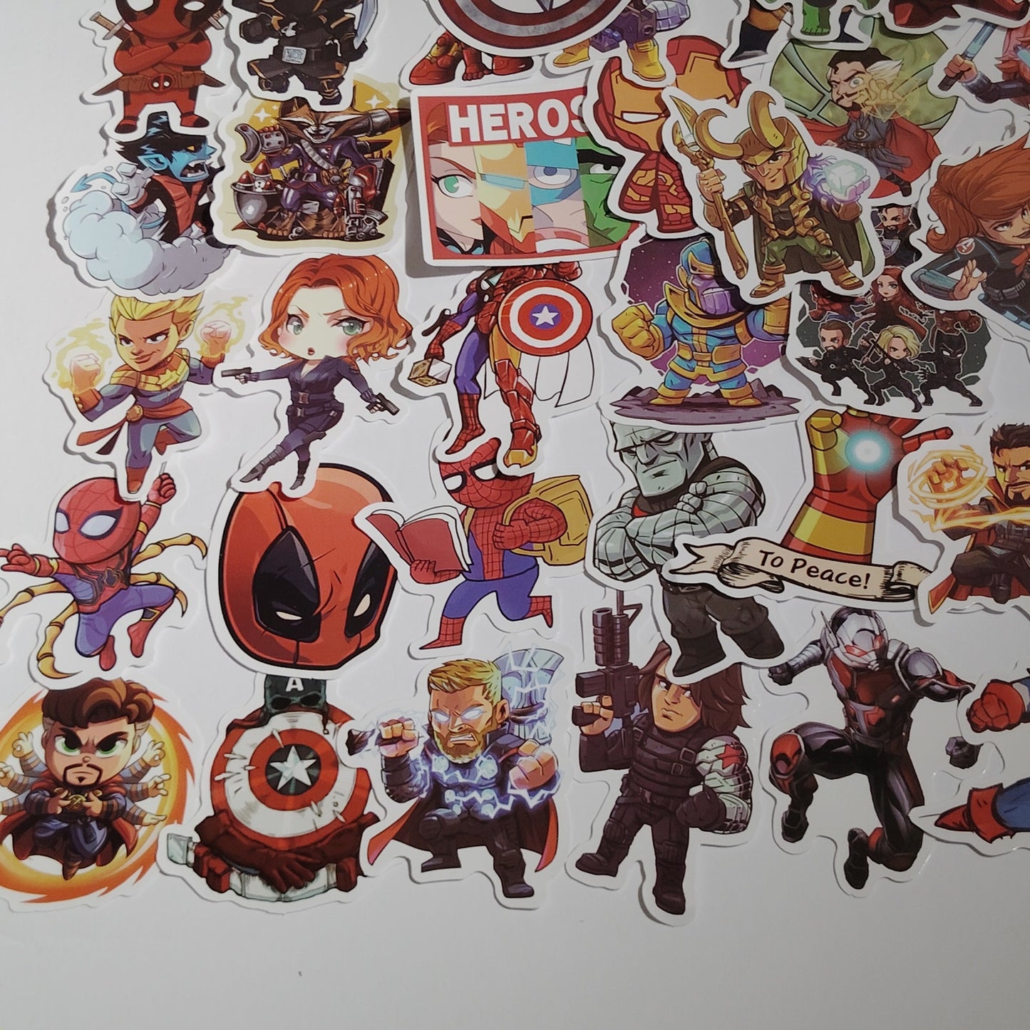 130‑Pc Marvel Chibi Vinyl Sticker Pack Waterproof Laptop Water Bottle Decals