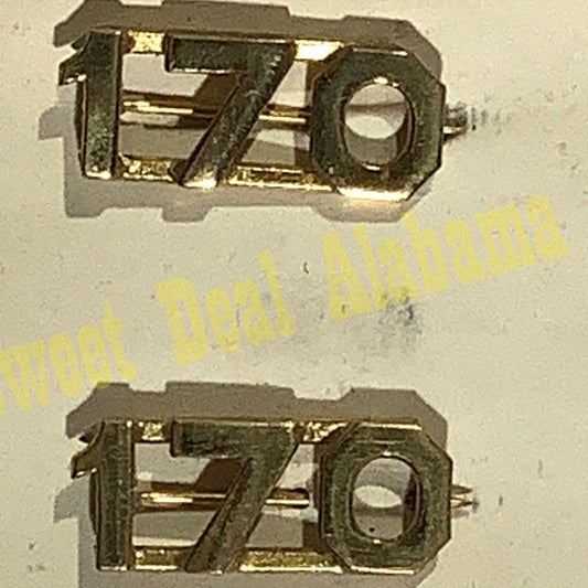 Early/Mid 1900s Brass C-Clasp "170" Collar Device 3/8"H Hat / Lapel Pins Set