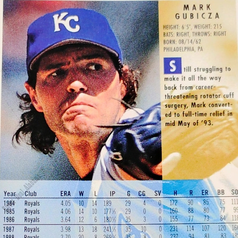 Mark Gubicza, Kansas City Royals, #156,  1994 Fleer Baseball Collector's Card