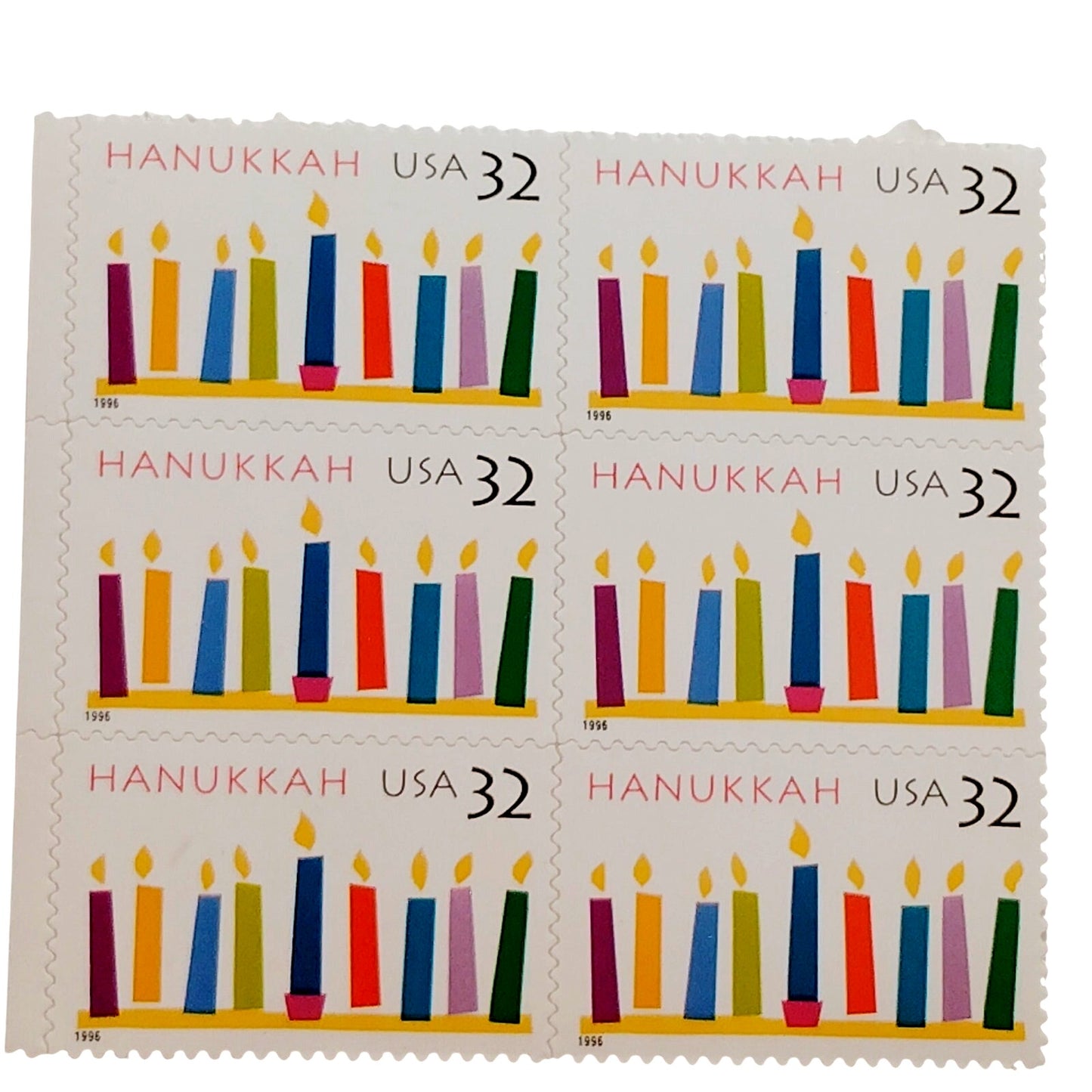 Block of 6 – 1996 USA 32¢ Hanukkah MNH Scott 3118 Holiday Celebrations
