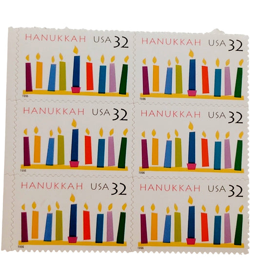 Block of 6 – 1996 USA 32¢ Hanukkah MNH Scott 3118 Holiday Celebrations