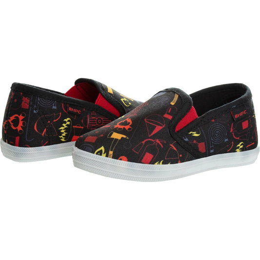Beverly Hills Boys’ Black Multi Slip-On Canvas Sneakers – Toddler Size 9