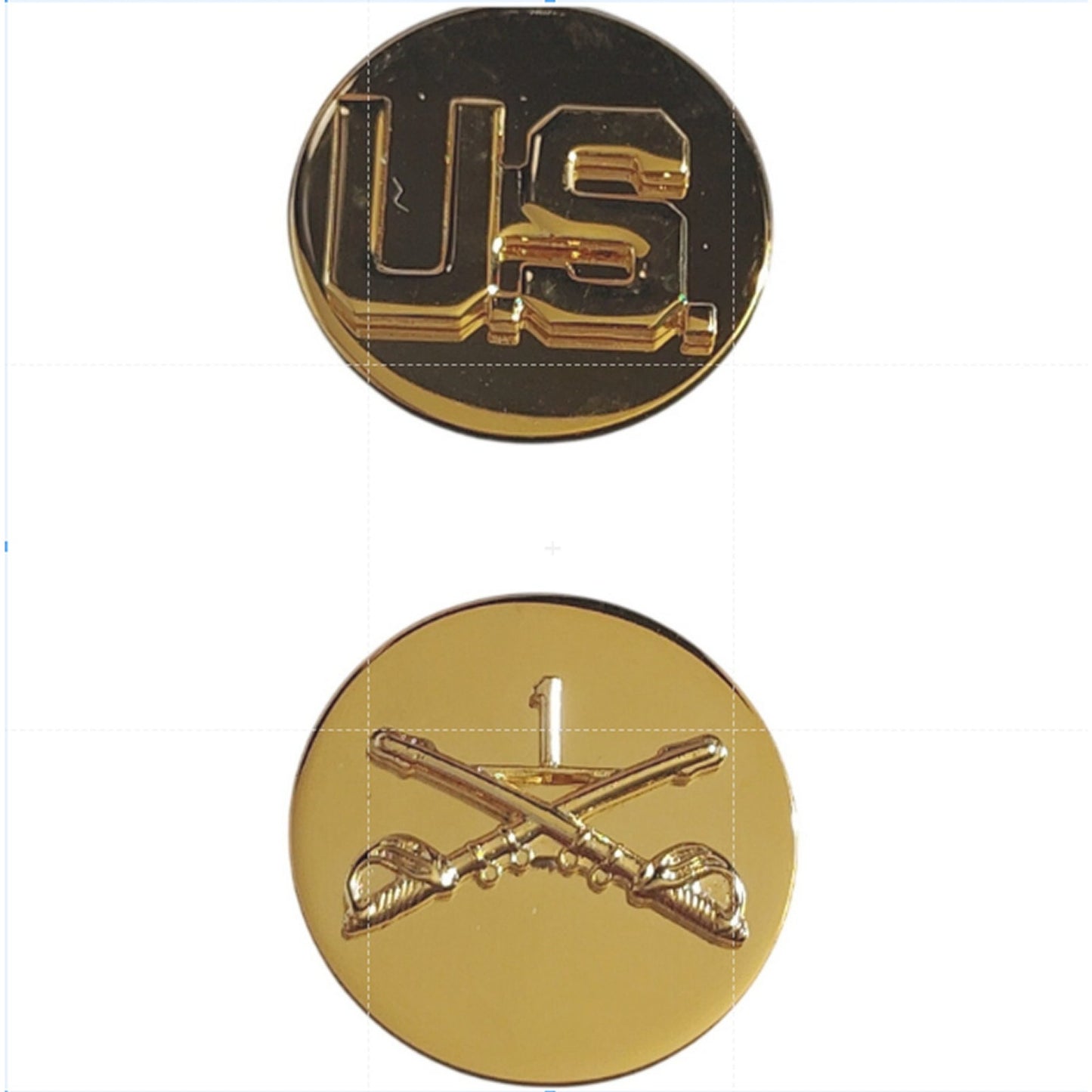 U.S. Army Enlisted Collar Disc Set Cavalry 1st Regiment Novelty Lapel Pins 1"D